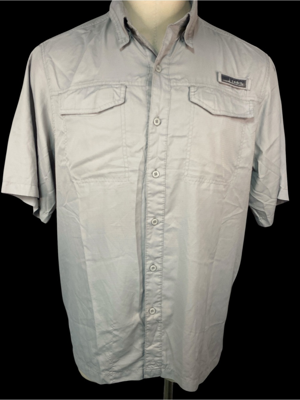 Habit Light Gray Short-Sleeve Button-Up Fishing Shirt Men’s XL